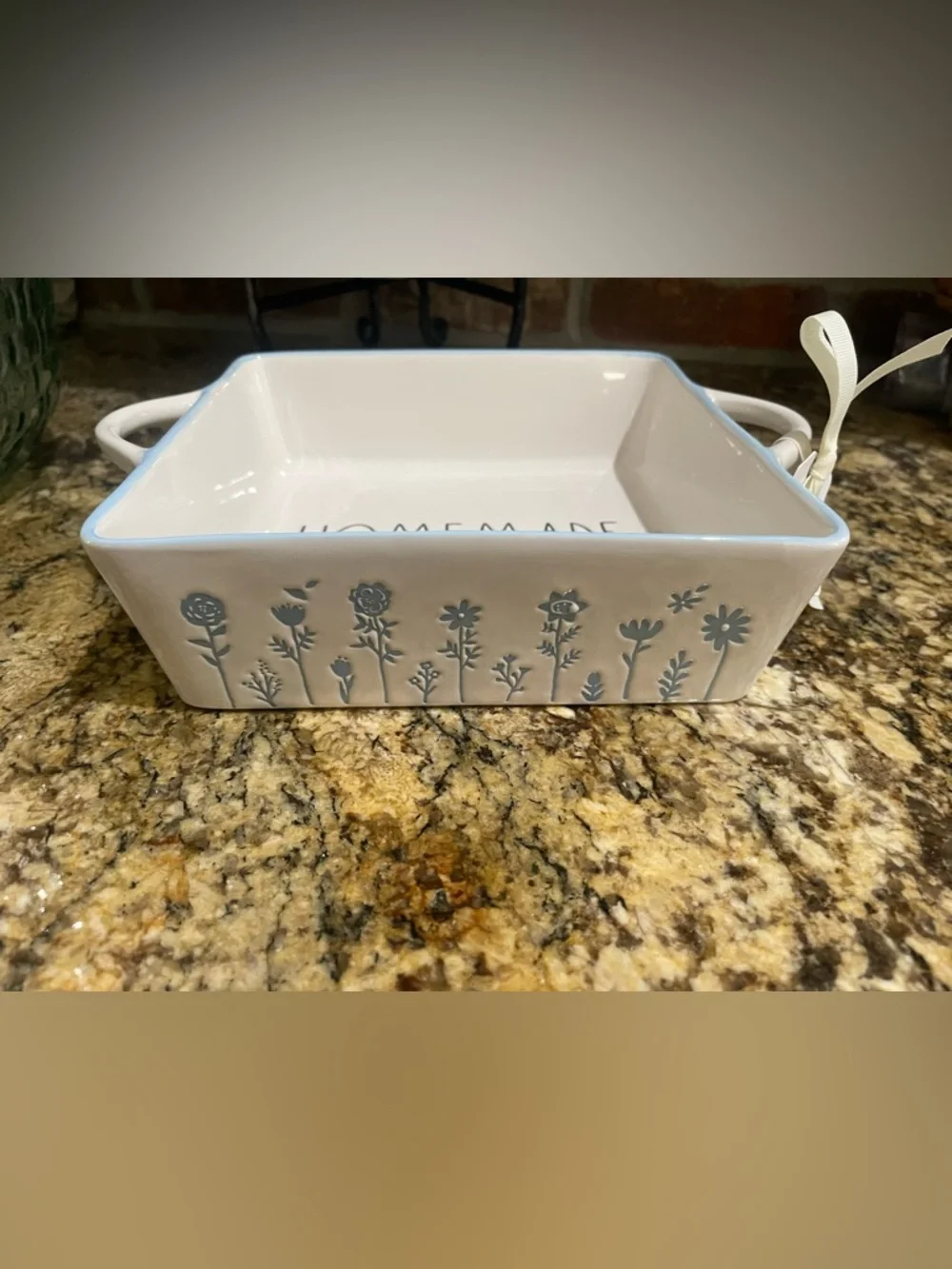 Rae Dunn HOMEMADE blue and white floral baking dish - 8” square Brand new